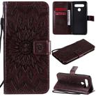 For LG K41S & K51S Pressed Printing Sunflower Pattern Horizontal Flip PU Leather Case Holder & Card Slots & Wallet & Lanyard(Brown) - 1