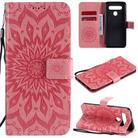 For LG K41S & K51S Pressed Printing Sunflower Pattern Horizontal Flip PU Leather Case Holder & Card Slots & Wallet & Lanyard(Pink) - 1