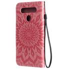 For LG K41S & K51S Pressed Printing Sunflower Pattern Horizontal Flip PU Leather Case Holder & Card Slots & Wallet & Lanyard(Pink) - 3