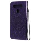 For LG K41S & K51S Pressed Printing Sunflower Pattern Horizontal Flip PU Leather Case Holder & Card Slots & Wallet & Lanyard(Purple) - 3