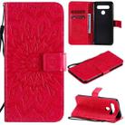 For LG K41S & K51S Pressed Printing Sunflower Pattern Horizontal Flip PU Leather Case Holder & Card Slots & Wallet & Lanyard(Red) - 1