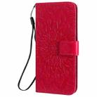 For LG K41S & K51S Pressed Printing Sunflower Pattern Horizontal Flip PU Leather Case Holder & Card Slots & Wallet & Lanyard(Red) - 2