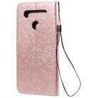 For LG K41S & K51S Pressed Printing Sunflower Pattern Horizontal Flip PU Leather Case Holder & Card Slots & Wallet & Lanyard(Rose Gold) - 3