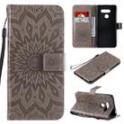 For LG K50S Pressed Printing Sunflower Pattern Horizontal Flip PU Leather Case Holder & Card Slots & Wallet & Lanyard(Grey) - 1