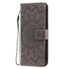 For LG K50S Pressed Printing Sunflower Pattern Horizontal Flip PU Leather Case Holder & Card Slots & Wallet & Lanyard(Grey) - 2