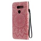 For LG K50S Pressed Printing Sunflower Pattern Horizontal Flip PU Leather Case Holder & Card Slots & Wallet & Lanyard(Pink) - 2