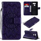 For LG K50S Pressed Printing Sunflower Pattern Horizontal Flip PU Leather Case Holder & Card Slots & Wallet & Lanyard(Purple) - 1