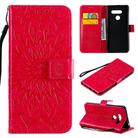 For LG K50S Pressed Printing Sunflower Pattern Horizontal Flip PU Leather Case Holder & Card Slots & Wallet & Lanyard(Red) - 1