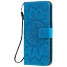 For LG K51 Pressed Printing Sunflower Pattern Horizontal Flip PU Leather Case Holder & Card Slots & Wallet & Lanyard(Blue) - 2