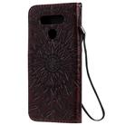 For LG K51 Pressed Printing Sunflower Pattern Horizontal Flip PU Leather Case Holder & Card Slots & Wallet & Lanyard(Brown) - 2