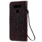 For LG K51 Pressed Printing Sunflower Pattern Horizontal Flip PU Leather Case Holder & Card Slots & Wallet & Lanyard(Brown) - 2