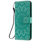 For LG K51 Pressed Printing Sunflower Pattern Horizontal Flip PU Leather Case Holder & Card Slots & Wallet & Lanyard(Green) - 2