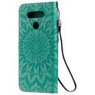 For LG K51 Pressed Printing Sunflower Pattern Horizontal Flip PU Leather Case Holder & Card Slots & Wallet & Lanyard(Green) - 3