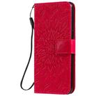 For LG K51 Pressed Printing Sunflower Pattern Horizontal Flip PU Leather Case Holder & Card Slots & Wallet & Lanyard(Red) - 2