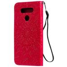 For LG K51 Pressed Printing Sunflower Pattern Horizontal Flip PU Leather Case Holder & Card Slots & Wallet & Lanyard(Red) - 3