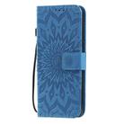 For LG K61 Pressed Printing Sunflower Pattern Horizontal Flip PU Leather Case Holder & Card Slots & Wallet & Lanyard(Blue) - 2