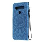 For LG K61 Pressed Printing Sunflower Pattern Horizontal Flip PU Leather Case Holder & Card Slots & Wallet & Lanyard(Blue) - 3