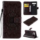 For LG K61 Pressed Printing Sunflower Pattern Horizontal Flip PU Leather Case Holder & Card Slots & Wallet & Lanyard(Brown) - 1