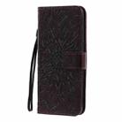 For LG K61 Pressed Printing Sunflower Pattern Horizontal Flip PU Leather Case Holder & Card Slots & Wallet & Lanyard(Brown) - 2