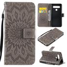 For LG K61 Pressed Printing Sunflower Pattern Horizontal Flip PU Leather Case Holder & Card Slots & Wallet & Lanyard(Grey) - 1