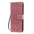 For LG K61 Pressed Printing Sunflower Pattern Horizontal Flip PU Leather Case Holder & Card Slots & Wallet & Lanyard(Pink) - 2