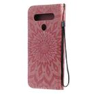 For LG K61 Pressed Printing Sunflower Pattern Horizontal Flip PU Leather Case Holder & Card Slots & Wallet & Lanyard(Pink) - 3