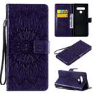 For LG Stylo 6 Pressed Printing Sunflower Pattern Horizontal Flip PU Leather Case Holder & Card Slots & Wallet & Lanyard(Purple) - 1