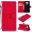 For LG Stylo 6 Pressed Printing Sunflower Pattern Horizontal Flip PU Leather Case Holder & Card Slots & Wallet & Lanyard(Red) - 1