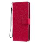 For LG Stylo 6 Pressed Printing Sunflower Pattern Horizontal Flip PU Leather Case Holder & Card Slots & Wallet & Lanyard(Red) - 2