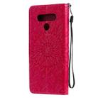 For LG Stylo 6 Pressed Printing Sunflower Pattern Horizontal Flip PU Leather Case Holder & Card Slots & Wallet & Lanyard(Red) - 3