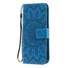 For Motorola Moto E6s (2020) Pressed Printing Sunflower Pattern Horizontal Flip PU Leather Case Holder & Card Slots & Wallet & Lanyard(Blue) - 2