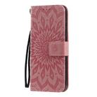 For Motorola Moto E6s (2020) Pressed Printing Sunflower Pattern Horizontal Flip PU Leather Case Holder & Card Slots & Wallet & Lanyard(Pink) - 2