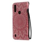 For Motorola Moto E6s (2020) Pressed Printing Sunflower Pattern Horizontal Flip PU Leather Case Holder & Card Slots & Wallet & Lanyard(Pink) - 3