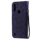 For Motorola Moto E6s (2020) Pressed Printing Sunflower Pattern Horizontal Flip PU Leather Case Holder & Card Slots & Wallet & Lanyard(Purple) - 3