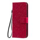 For Motorola Moto E6s (2020) Pressed Printing Sunflower Pattern Horizontal Flip PU Leather Case Holder & Card Slots & Wallet & Lanyard(Red) - 2