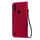 For Motorola Moto E6s (2020) Pressed Printing Sunflower Pattern Horizontal Flip PU Leather Case Holder & Card Slots & Wallet & Lanyard(Red) - 3