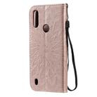 For Motorola Moto E6s (2020) Pressed Printing Sunflower Pattern Horizontal Flip PU Leather Case Holder & Card Slots & Wallet & Lanyard(Rose Gold) - 3