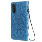 For Huawei Enjoy Z Pressed Printing Sunflower Pattern Horizontal Flip PU Leather Case Holder & Card Slots & Wallet & Lanyard(Blue) - 3