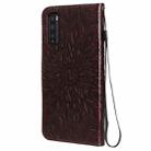 For Huawei Enjoy Z Pressed Printing Sunflower Pattern Horizontal Flip PU Leather Case Holder & Card Slots & Wallet & Lanyard(Brown) - 3