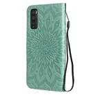 For Huawei Enjoy Z Pressed Printing Sunflower Pattern Horizontal Flip PU Leather Case Holder & Card Slots & Wallet & Lanyard(Green) - 3
