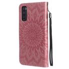 For Huawei Enjoy Z Pressed Printing Sunflower Pattern Horizontal Flip PU Leather Case Holder & Card Slots & Wallet & Lanyard(Pink) - 3