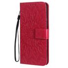 For Huawei Enjoy Z Pressed Printing Sunflower Pattern Horizontal Flip PU Leather Case Holder & Card Slots & Wallet & Lanyard(Red) - 2