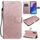 For Huawei Enjoy Z Pressed Printing Sunflower Pattern Horizontal Flip PU Leather Case Holder & Card Slots & Wallet & Lanyard(Rose Gold) - 1