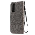 For Huawei Honor X10 Pressed Printing Sunflower Pattern Horizontal Flip PU Leather Case Holder & Card Slots & Wallet & Lanyard(Grey) - 3