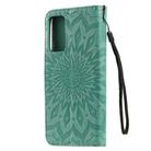 For Huawei Honor X10 Pressed Printing Sunflower Pattern Horizontal Flip PU Leather Case Holder & Card Slots & Wallet & Lanyard(Green) - 3