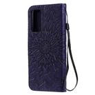 For Huawei Honor X10 Pressed Printing Sunflower Pattern Horizontal Flip PU Leather Case Holder & Card Slots & Wallet & Lanyard(Purple) - 3