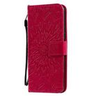 For Huawei Honor X10 Pressed Printing Sunflower Pattern Horizontal Flip PU Leather Case Holder & Card Slots & Wallet & Lanyard(Red) - 2