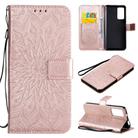 For Huawei Honor X10 Pressed Printing Sunflower Pattern Horizontal Flip PU Leather Case Holder & Card Slots & Wallet & Lanyard(Rose Gold) - 1