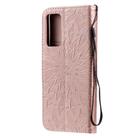 For Huawei Honor X10 Pressed Printing Sunflower Pattern Horizontal Flip PU Leather Case Holder & Card Slots & Wallet & Lanyard(Rose Gold) - 3