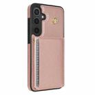 For Samsung Galaxy S24 5G Three Fold Card Bag Phone Case with Long Lanyard(Rose Gold) - 3